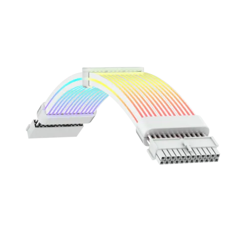 Cable Extension Alim GAMEMAX MB 24PIN-W Blanc ARGB