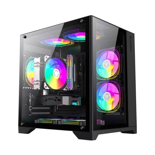 [9101-0000R0191] Boitier Gamer Mini Tour GAMEMAX Infinity Mini BK MATX Noir Aquarium