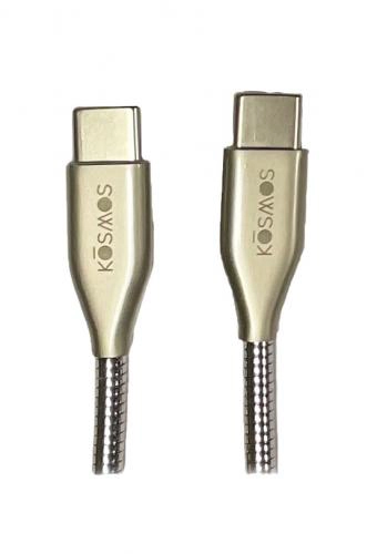 [KMCCM114] KOSMOS Cable USB C to Type C, USB 2.0 with metal shell & metal jacket, grey, 1M